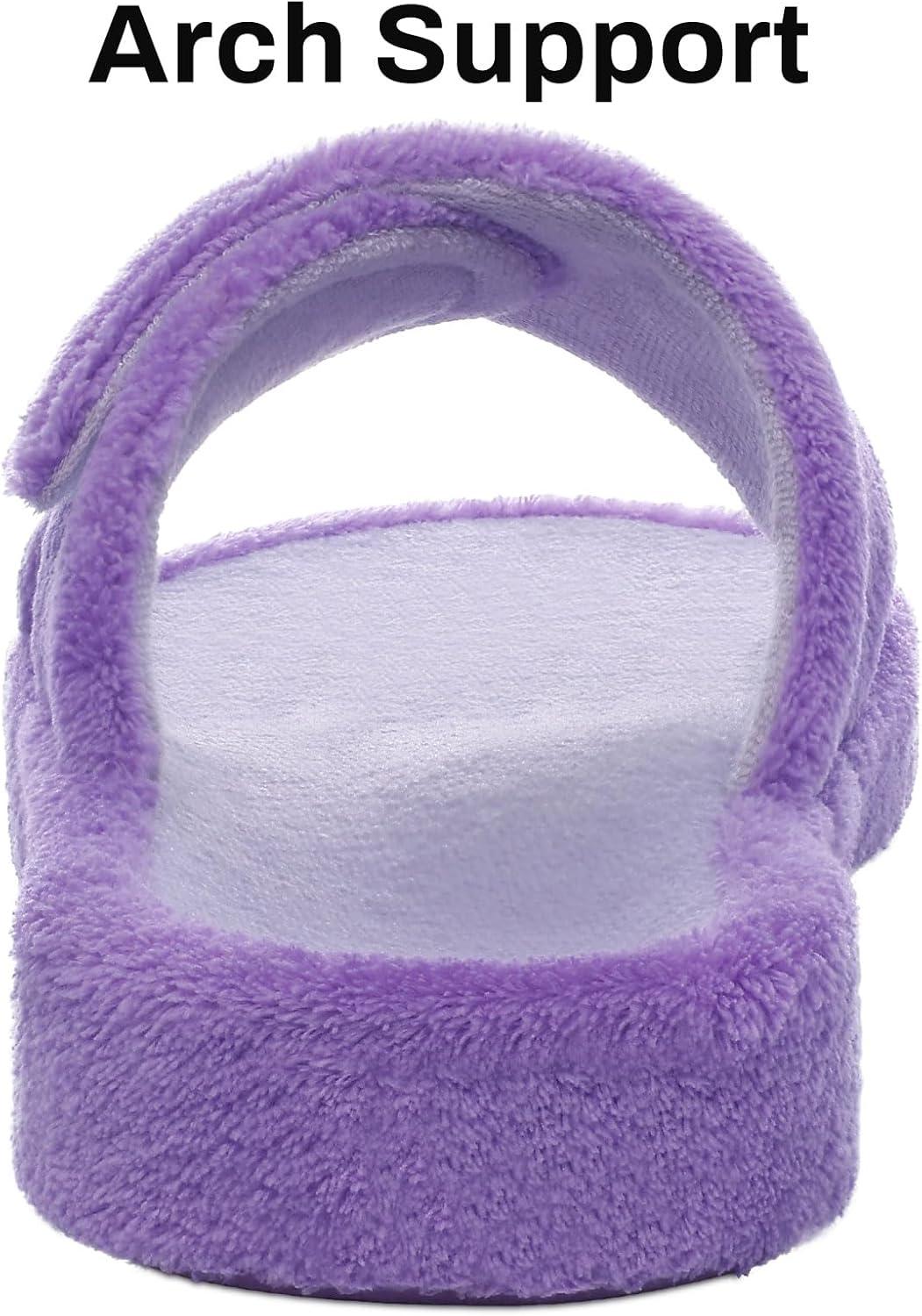 imageshevalues Orthopedic Slippers for Women with Arch Support Adjustable Open Toe House Shoes for Plantar FasciitisPurple