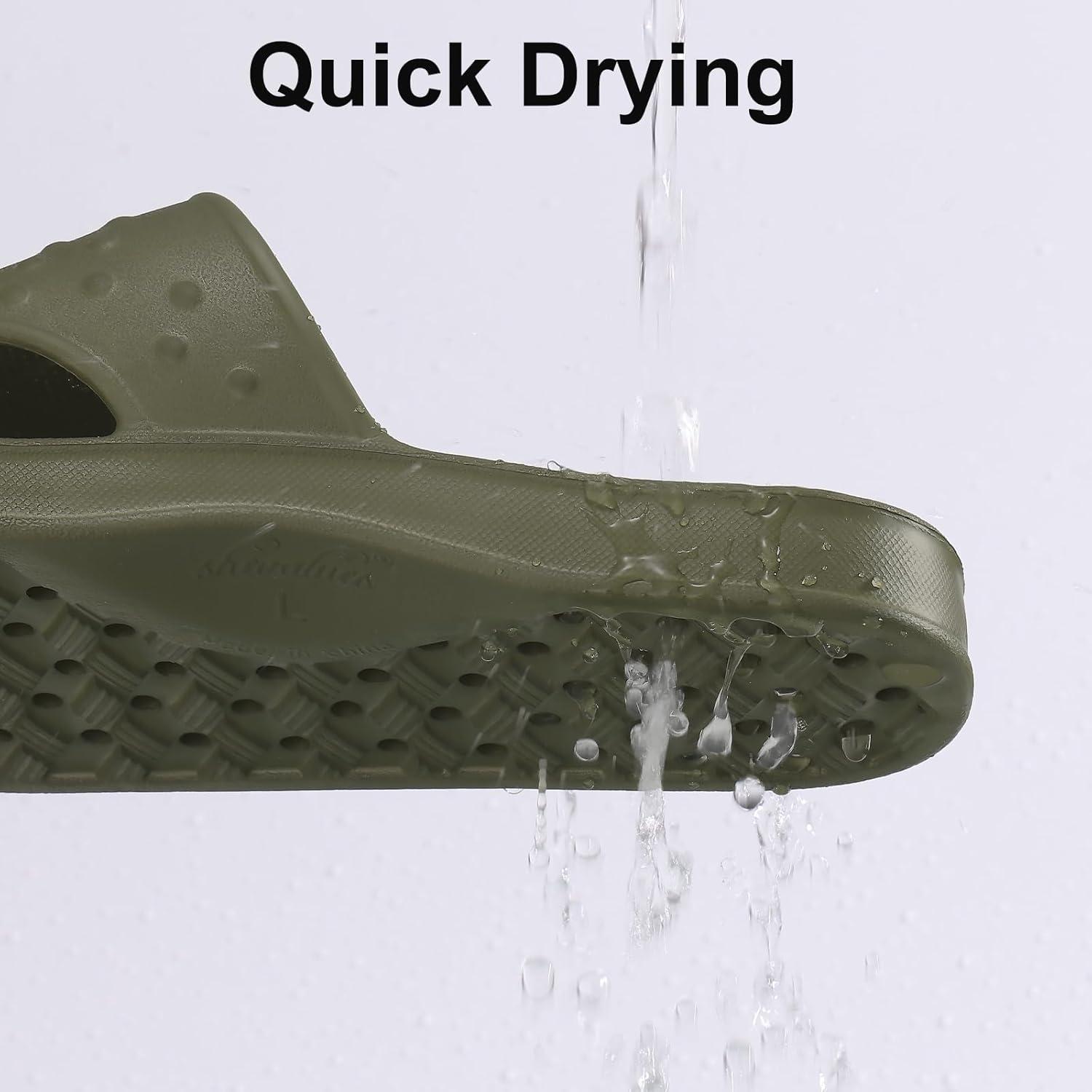 imageshevalues Shower Shoes for Women Men with Arch Support Quick Drying Pool Slides Lightweight Beach Sandals with Drain HolesArmy Green