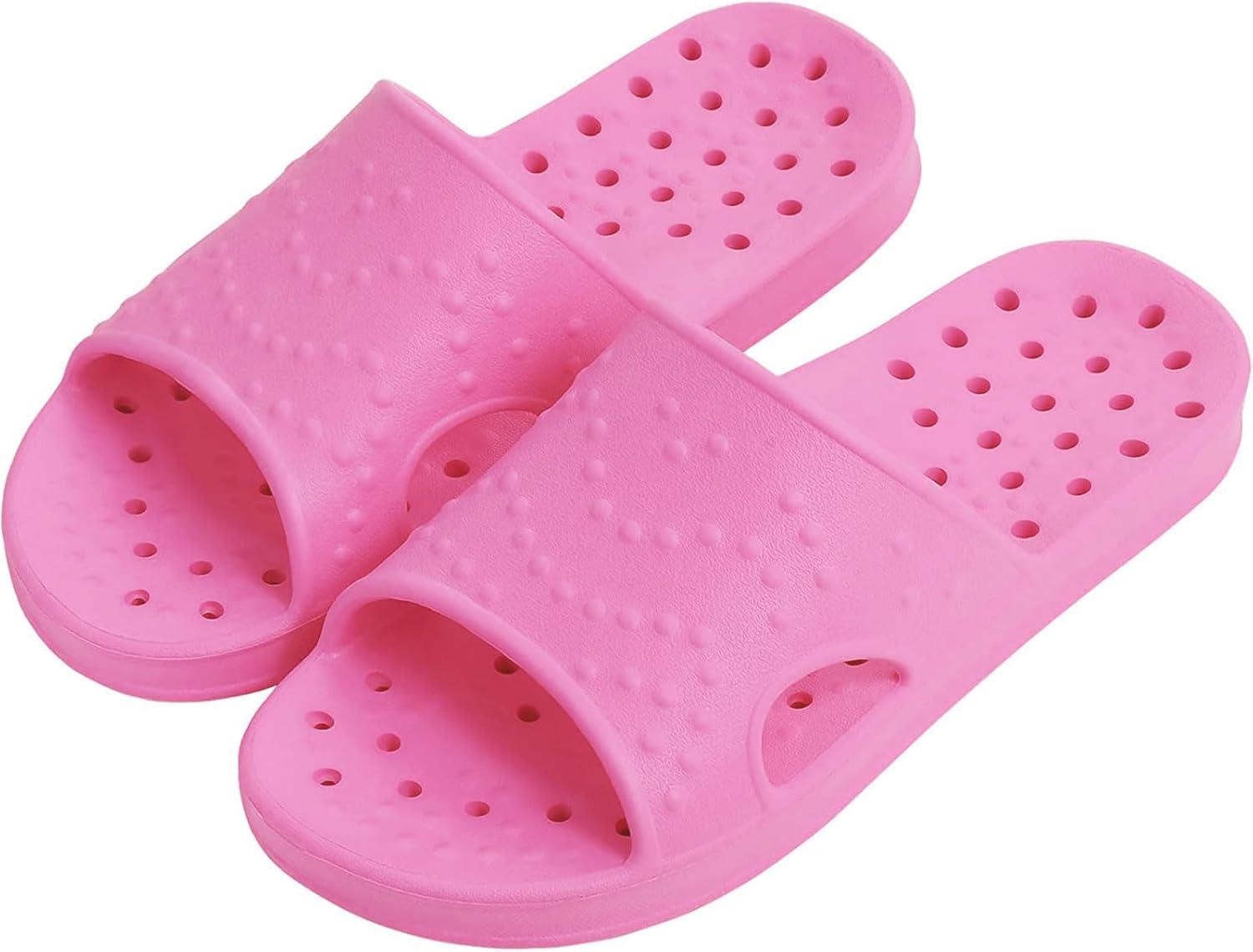 imageshevalues Shower Shoes for Women Men with Arch Support Quick Drying Pool Slides Lightweight Beach Sandals with Drain HolesHot Pink