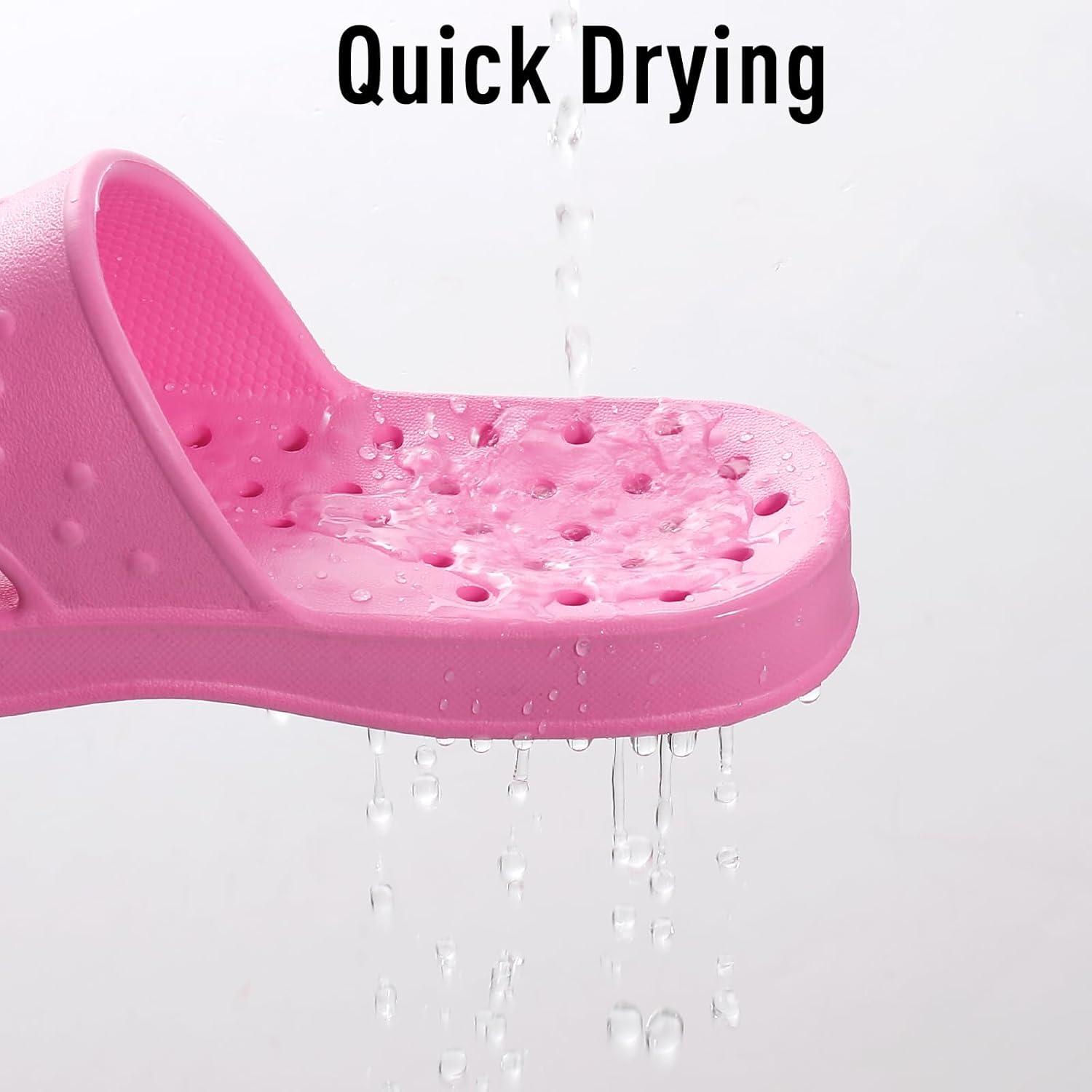 imageshevalues Shower Shoes for Women Men with Arch Support Quick Drying Pool Slides Lightweight Beach Sandals with Drain HolesHot Pink