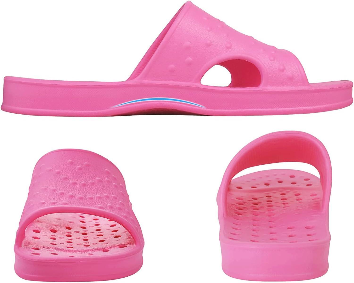 imageshevalues Shower Shoes for Women Men with Arch Support Quick Drying Pool Slides Lightweight Beach Sandals with Drain HolesHot Pink