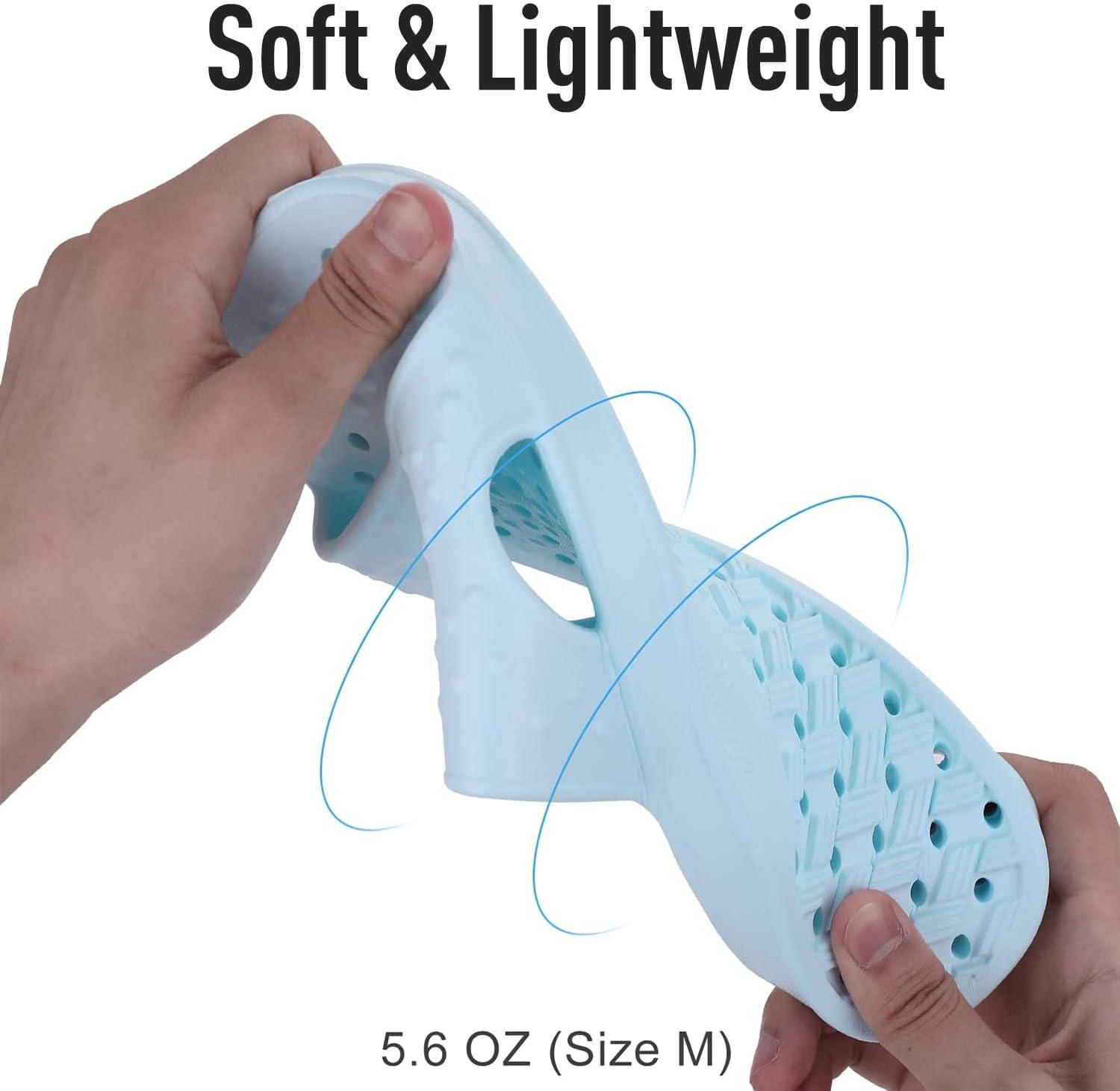 imageshevalues Shower Shoes for Women Men with Arch Support Quick Drying Pool Slides Lightweight Beach Sandals with Drain HolesLight Blue
