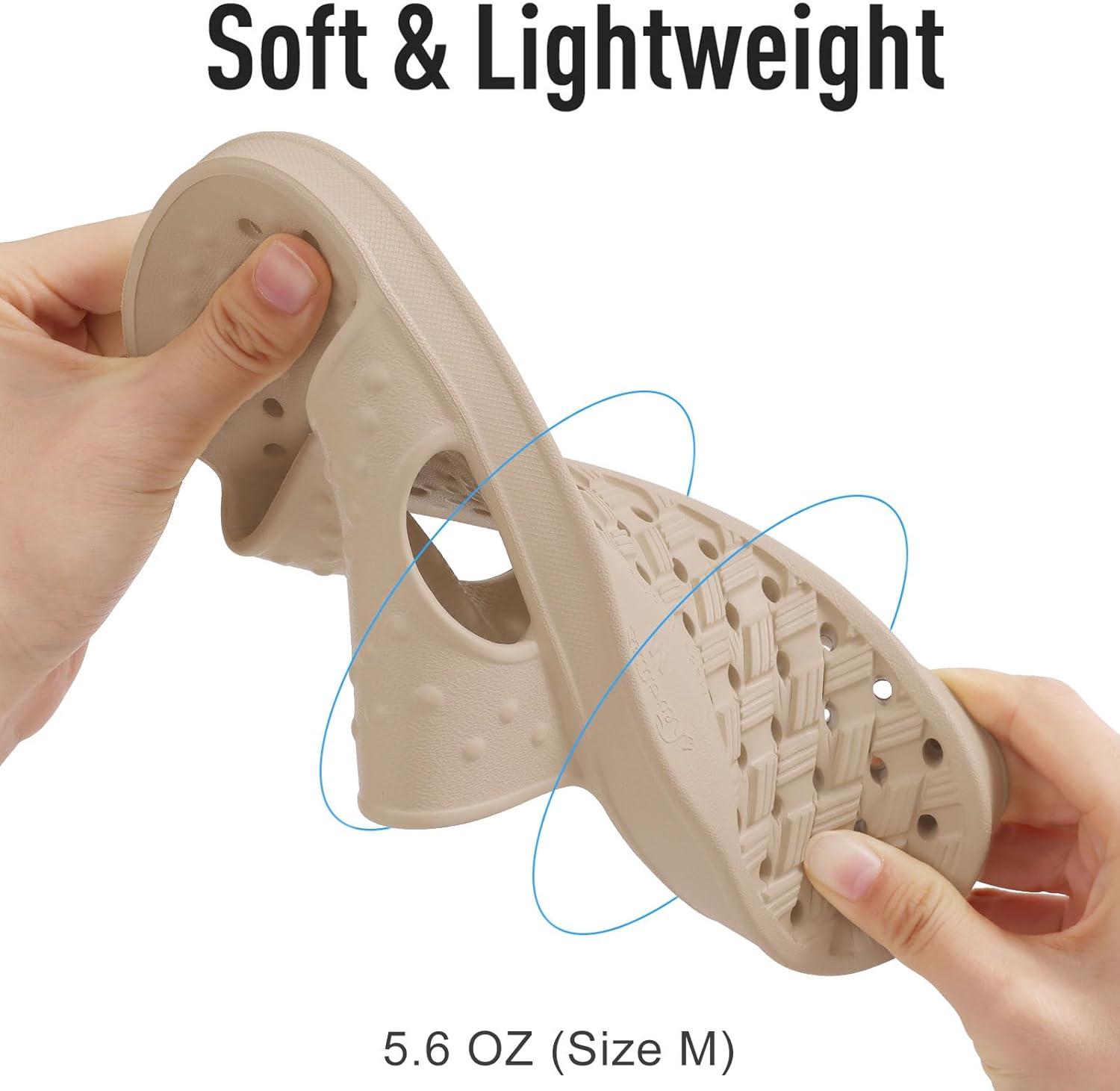 imageshevalues Shower Shoes for Women Men with Arch Support Quick Drying Pool Slides Lightweight Beach Sandals with Drain HolesLight Khaki