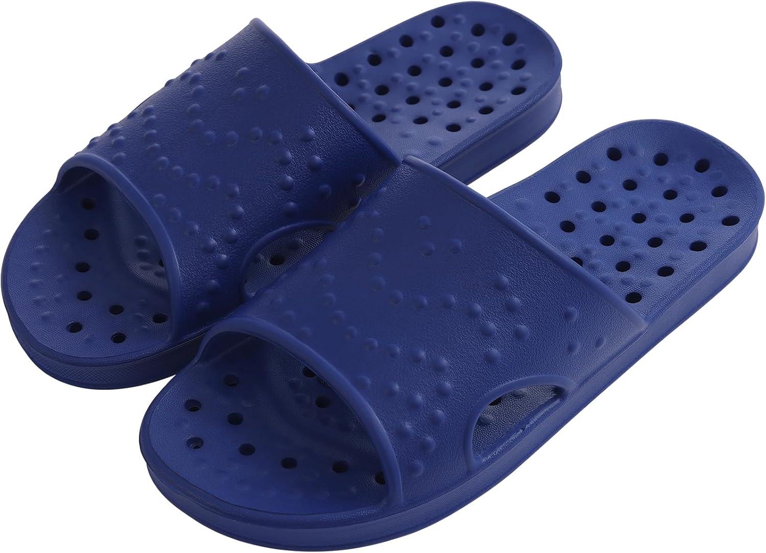 imageshevalues Shower Shoes for Women Men with Arch Support Quick Drying Pool Slides Lightweight Beach Sandals with Drain HolesNavy