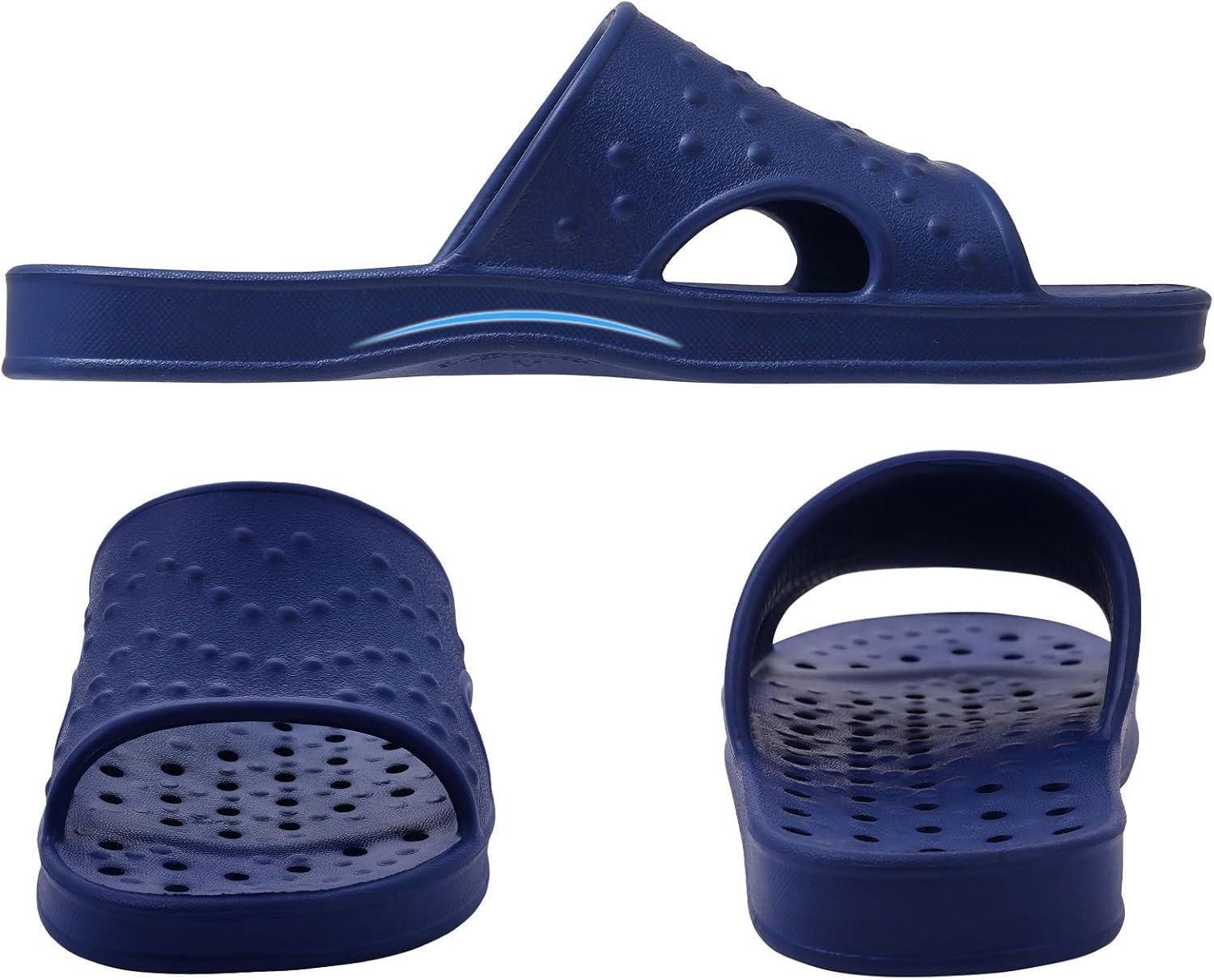 imageshevalues Shower Shoes for Women Men with Arch Support Quick Drying Pool Slides Lightweight Beach Sandals with Drain HolesNavy