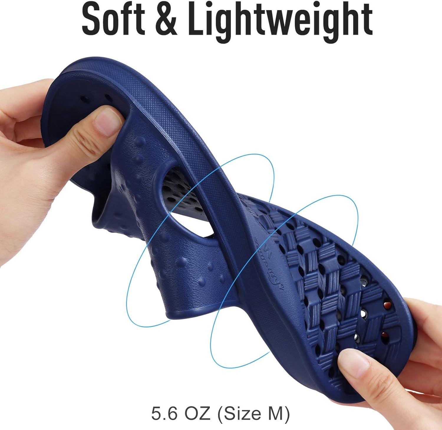 imageshevalues Shower Shoes for Women Men with Arch Support Quick Drying Pool Slides Lightweight Beach Sandals with Drain HolesNavy