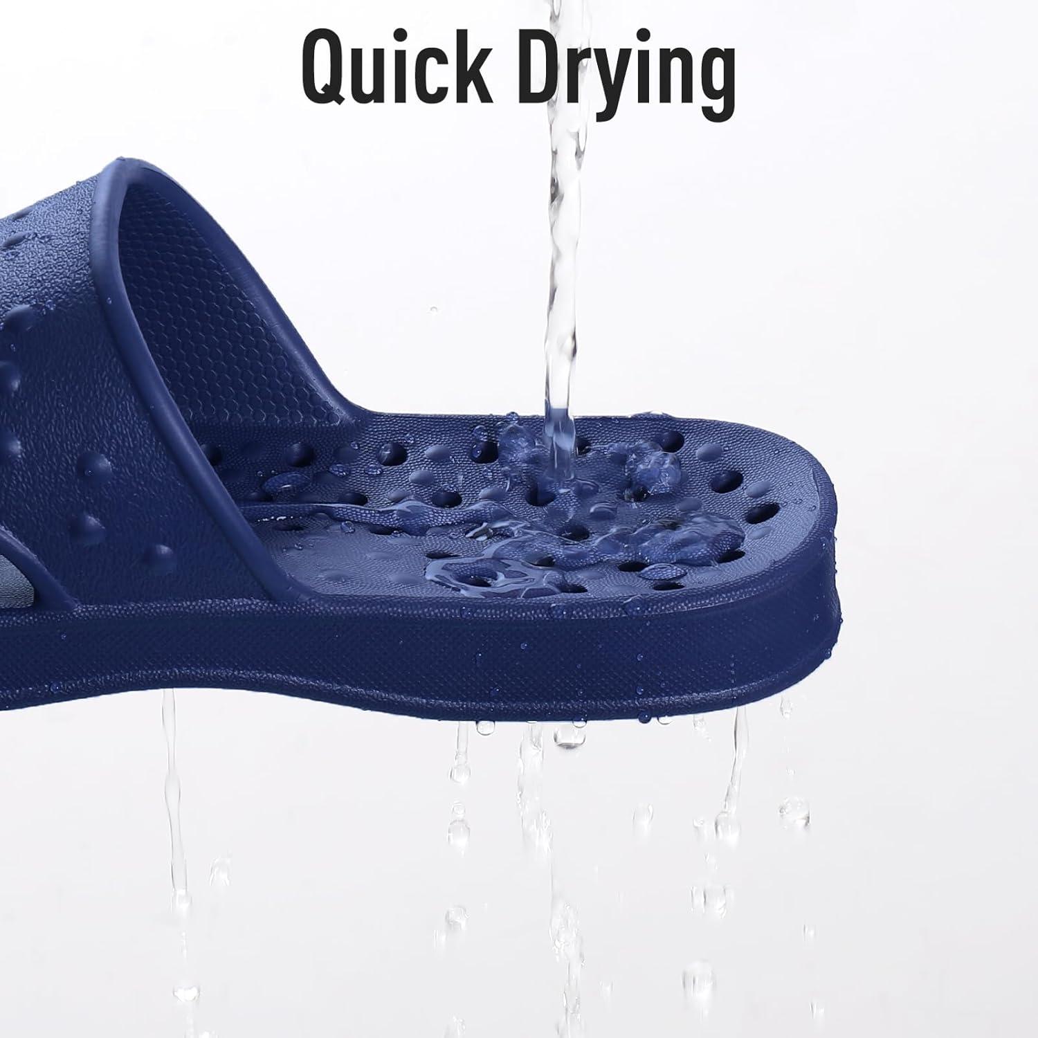 imageshevalues Shower Shoes for Women Men with Arch Support Quick Drying Pool Slides Lightweight Beach Sandals with Drain HolesNavy