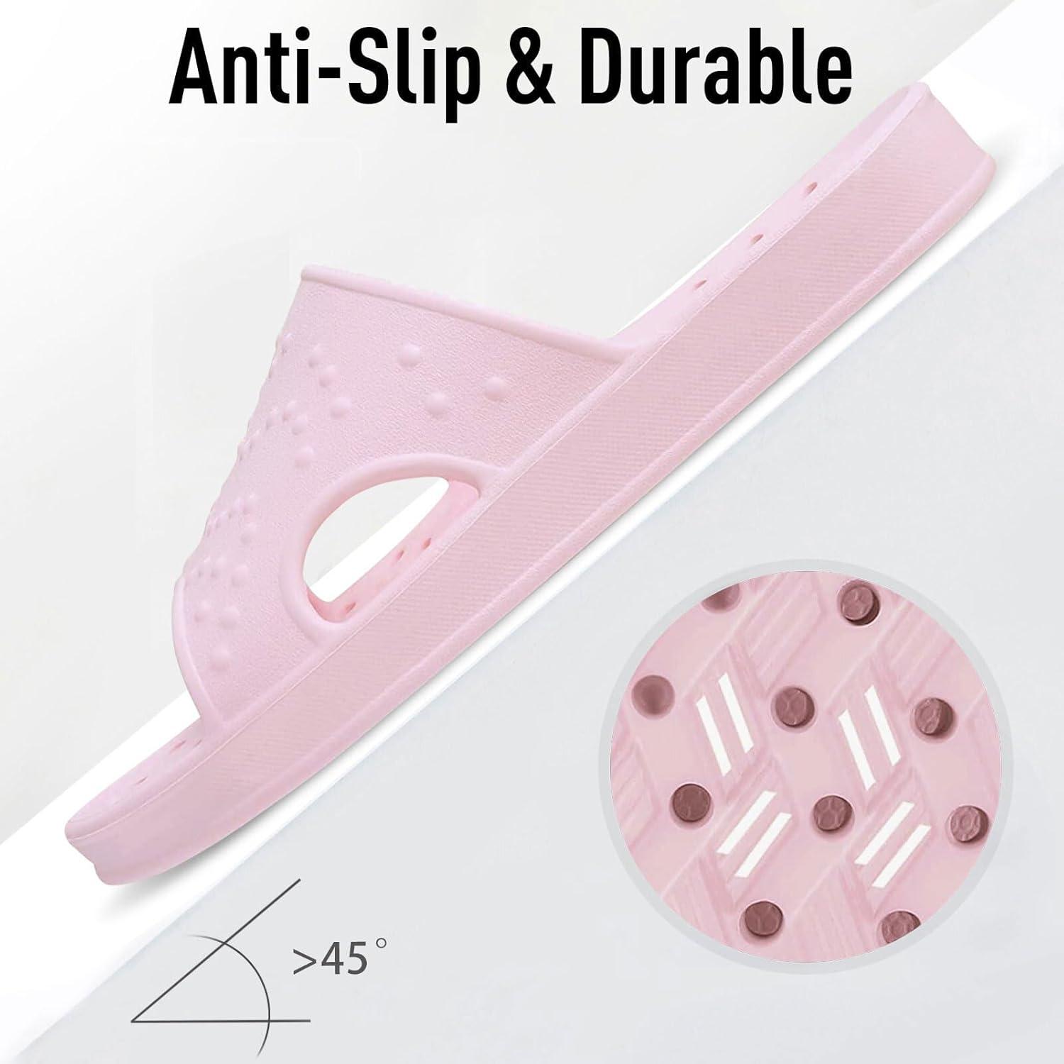 imageshevalues Shower Shoes for Women Men with Arch Support Quick Drying Pool Slides Lightweight Beach Sandals with Drain HolesPink