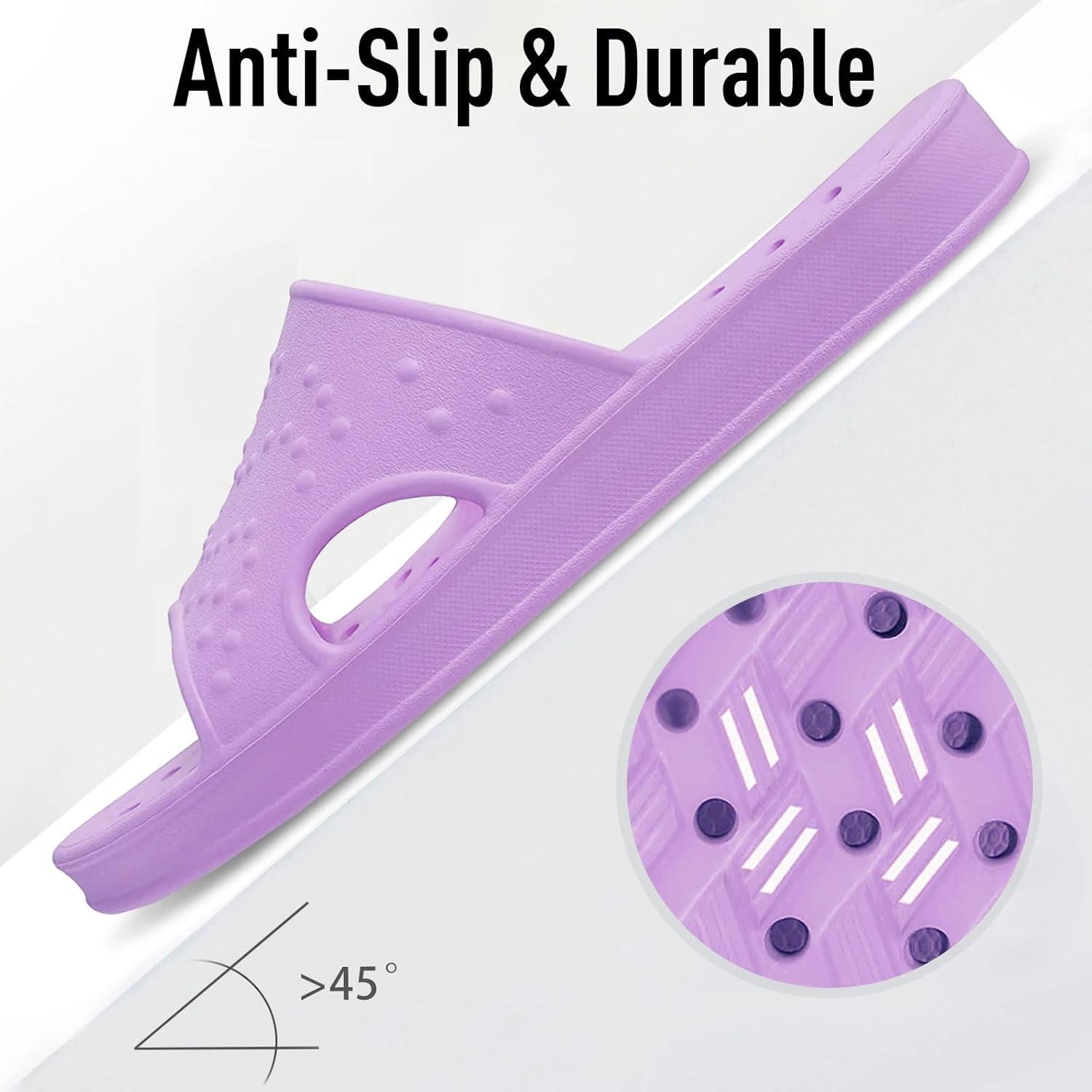 imageshevalues Shower Shoes for Women Men with Arch Support Quick Drying Pool Slides Lightweight Beach Sandals with Drain HolesPurple