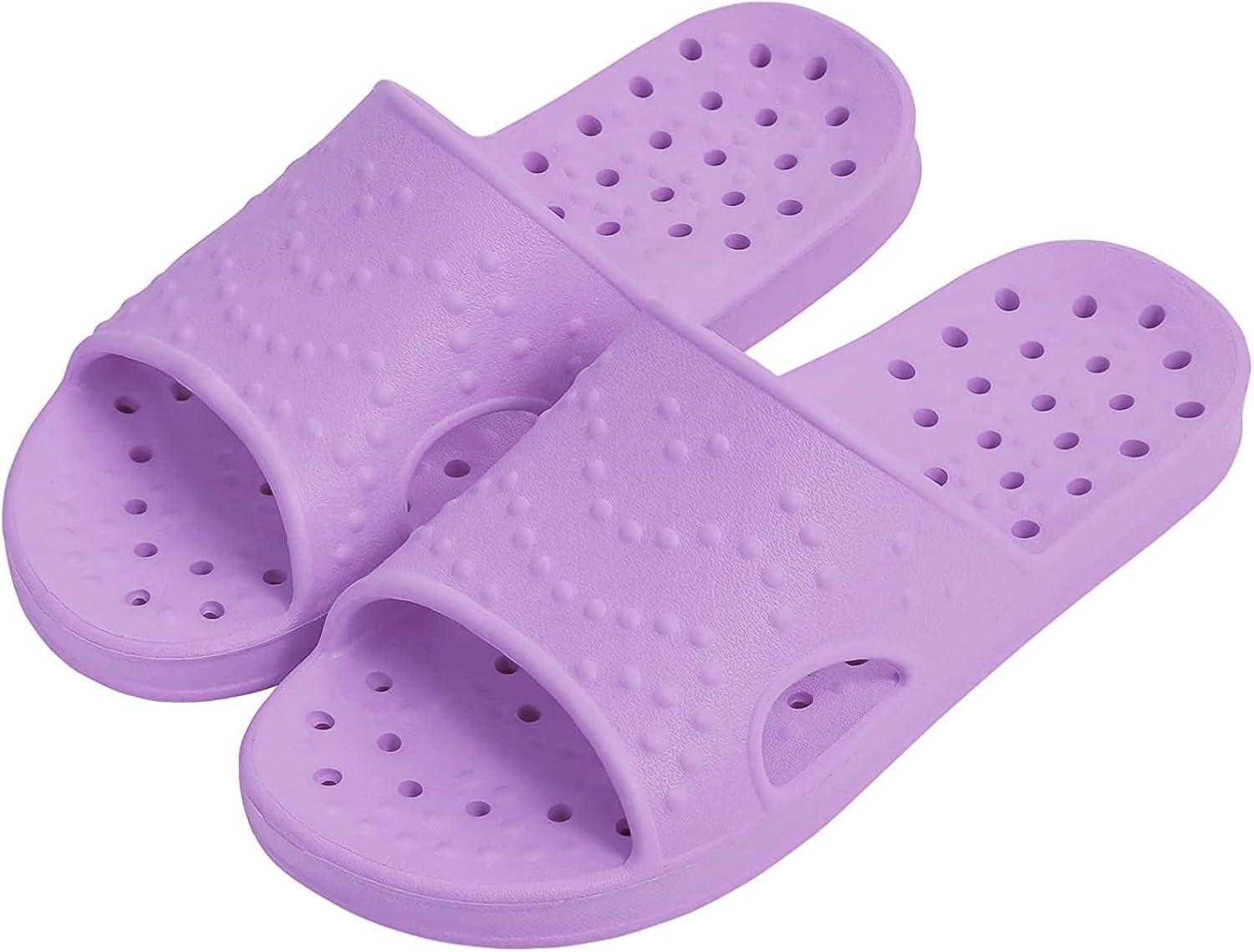 imageshevalues Shower Shoes for Women Men with Arch Support Quick Drying Pool Slides Lightweight Beach Sandals with Drain HolesPurple