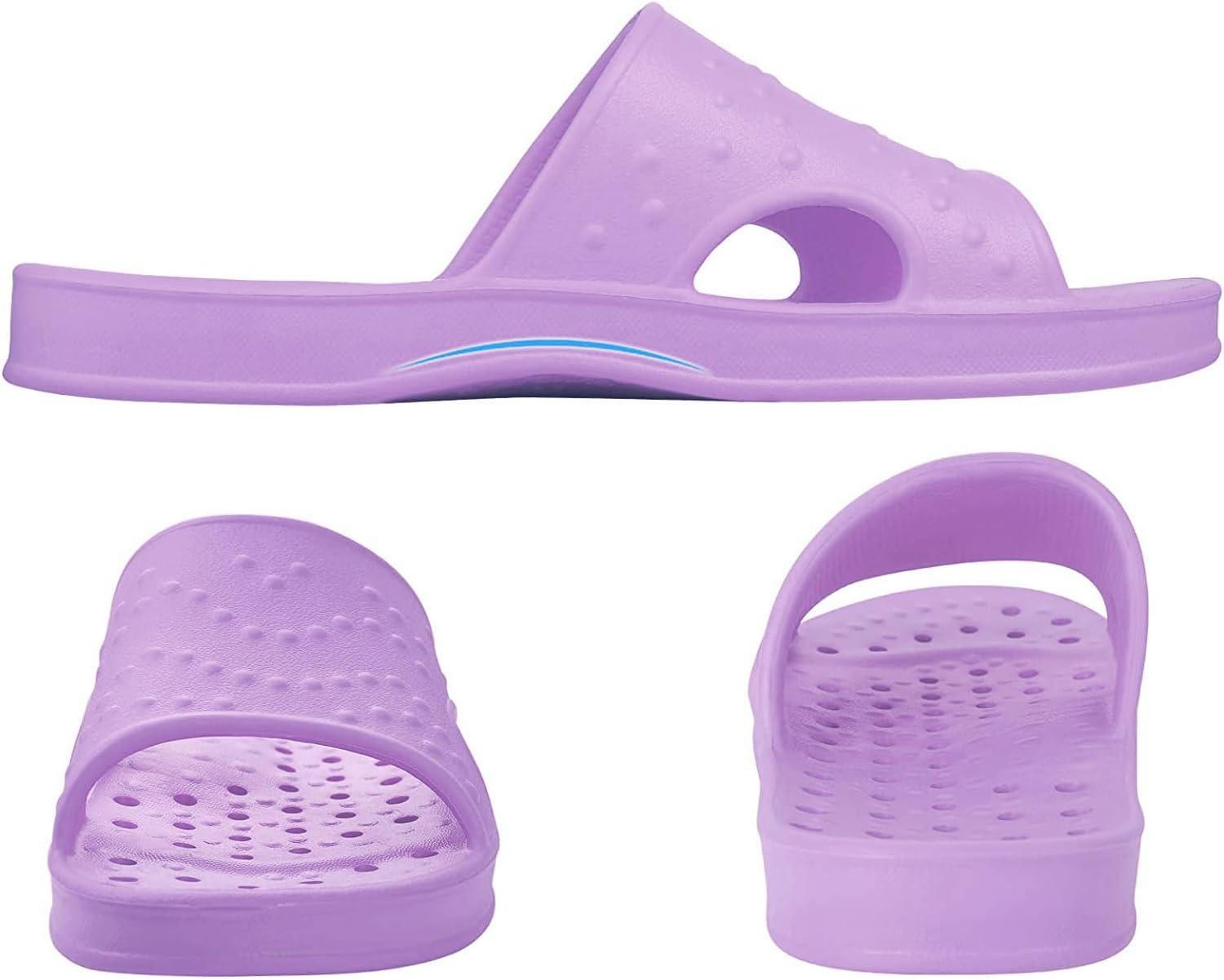 imageshevalues Shower Shoes for Women Men with Arch Support Quick Drying Pool Slides Lightweight Beach Sandals with Drain HolesPurple