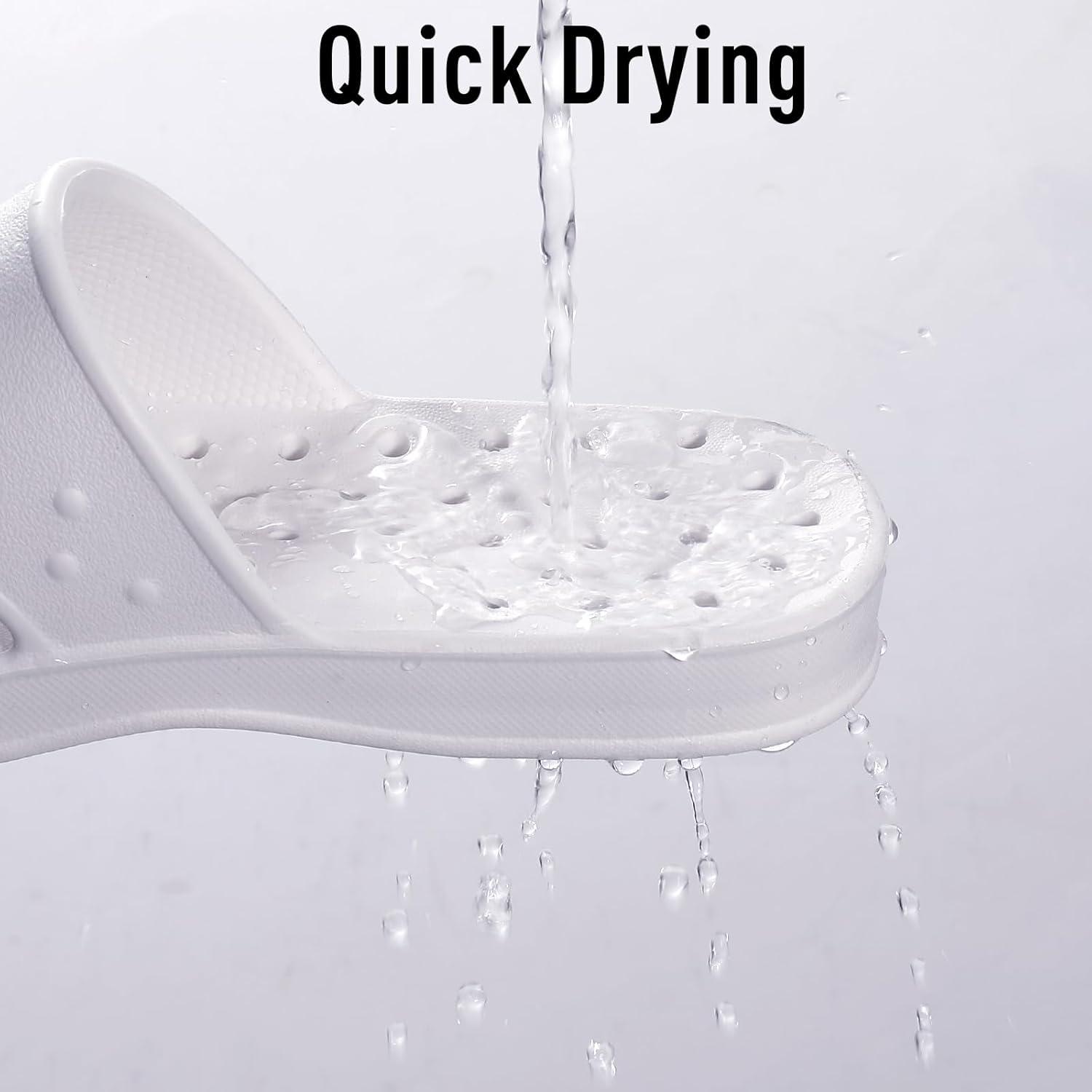imageshevalues Shower Shoes for Women Men with Arch Support Quick Drying Pool Slides Lightweight Beach Sandals with Drain HolesWhite