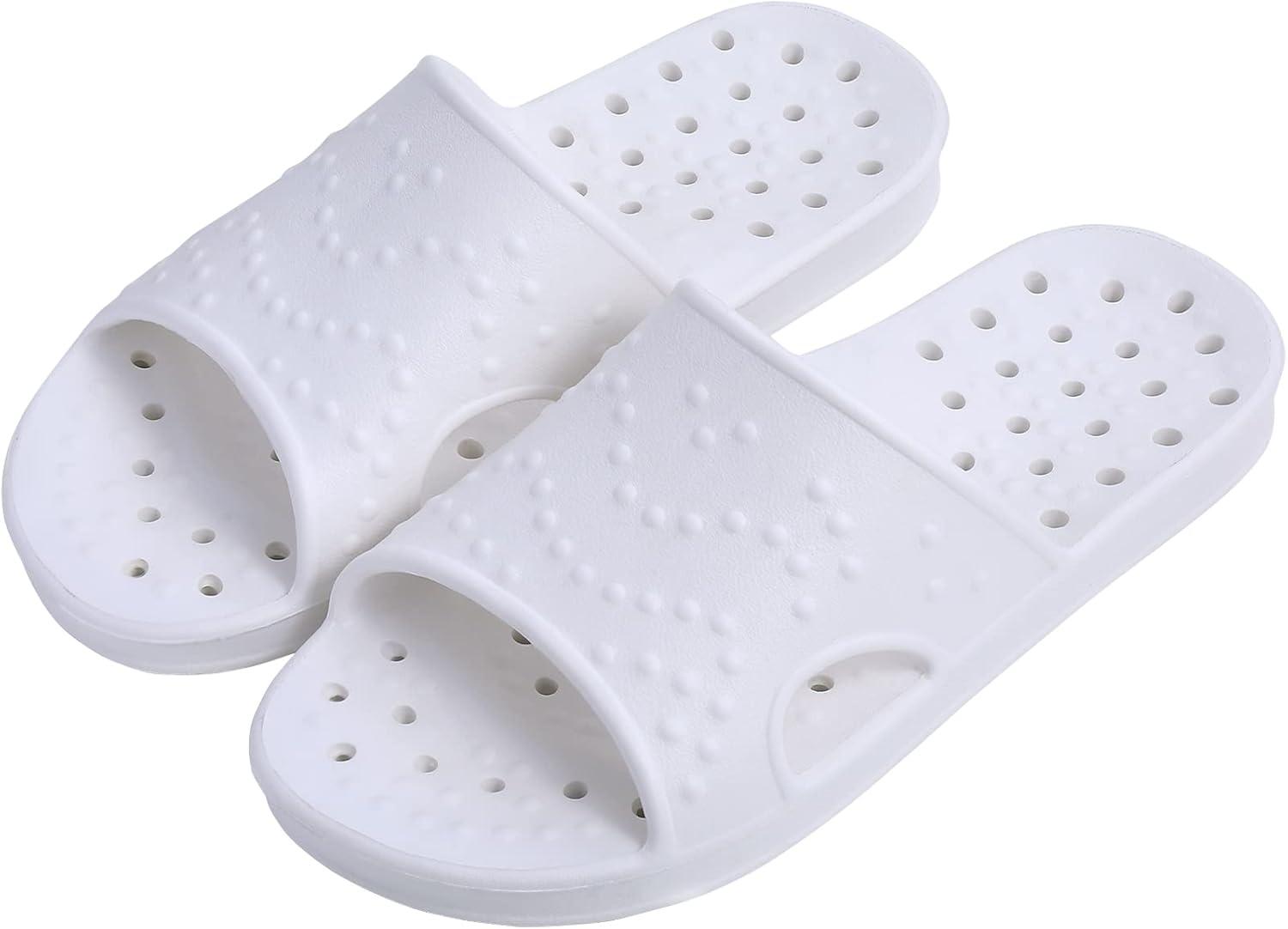 imageshevalues Shower Shoes for Women Men with Arch Support Quick Drying Pool Slides Lightweight Beach Sandals with Drain HolesWhite