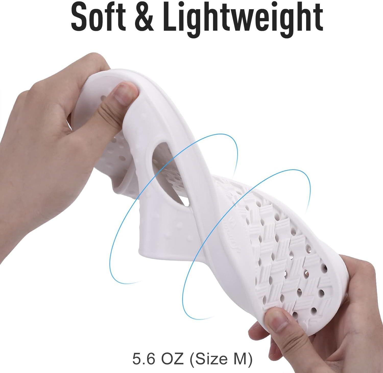 imageshevalues Shower Shoes for Women Men with Arch Support Quick Drying Pool Slides Lightweight Beach Sandals with Drain HolesWhite