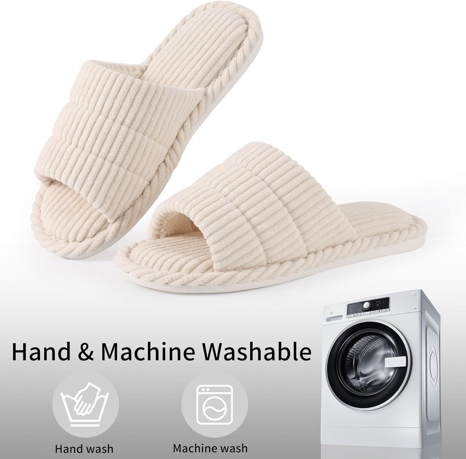 imageshevalues Summer House Slippers for Women Men Breathable Waffle Indoor Slippers Slipon Open Toe Home ShoesBeige