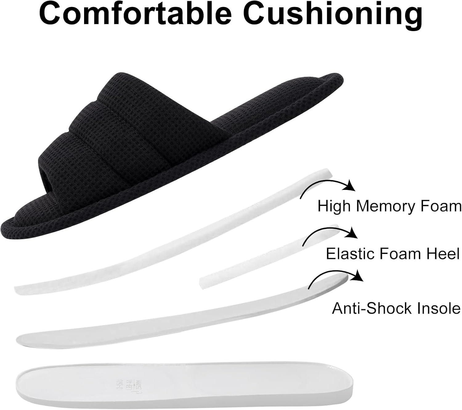 imageshevalues Summer House Slippers for Women Men Breathable Waffle Indoor Slippers Slipon Open Toe Home ShoesBlack