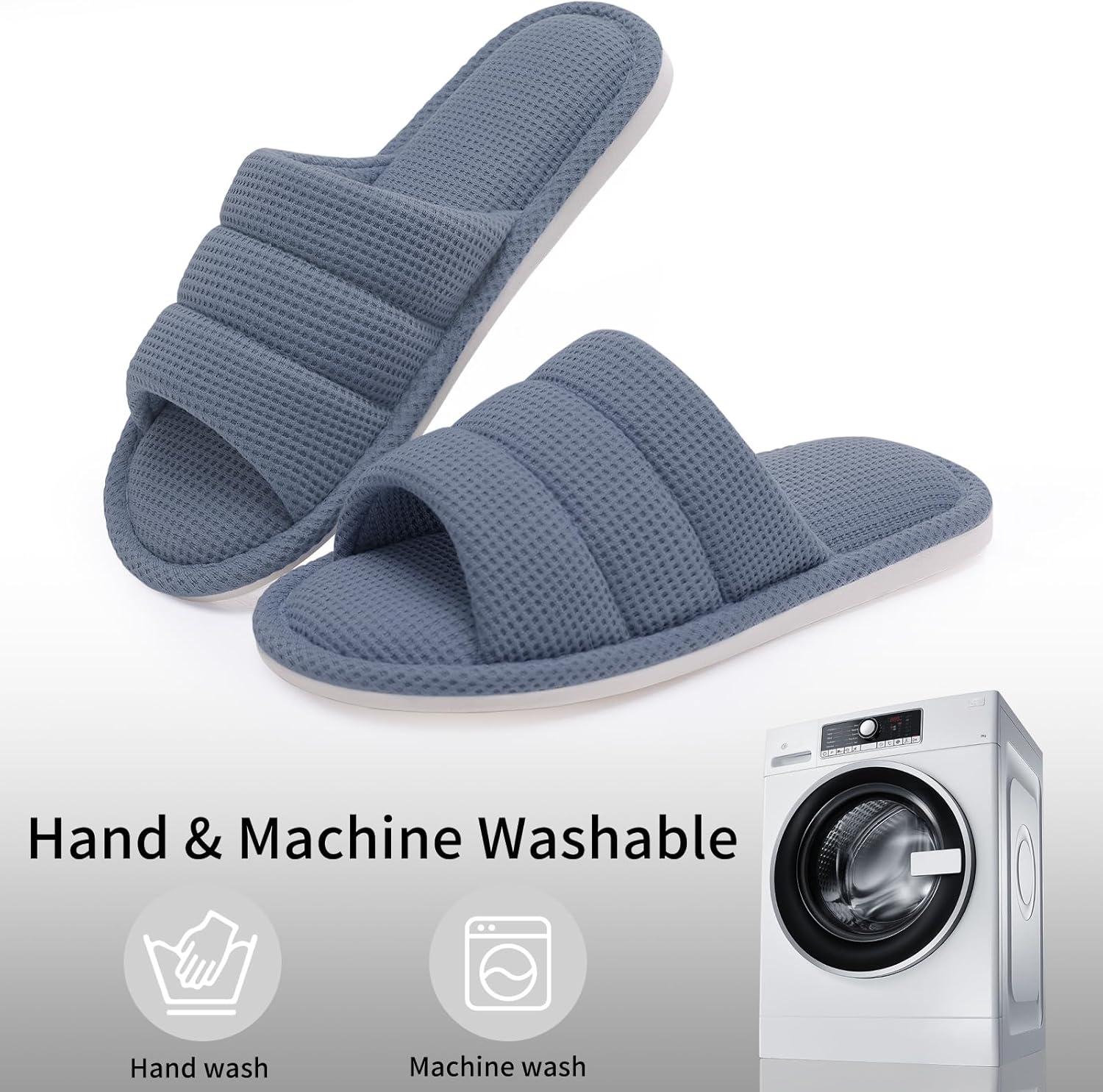 imageshevalues Summer House Slippers for Women Men Breathable Waffle Indoor Slippers Slipon Open Toe Home ShoesBlue