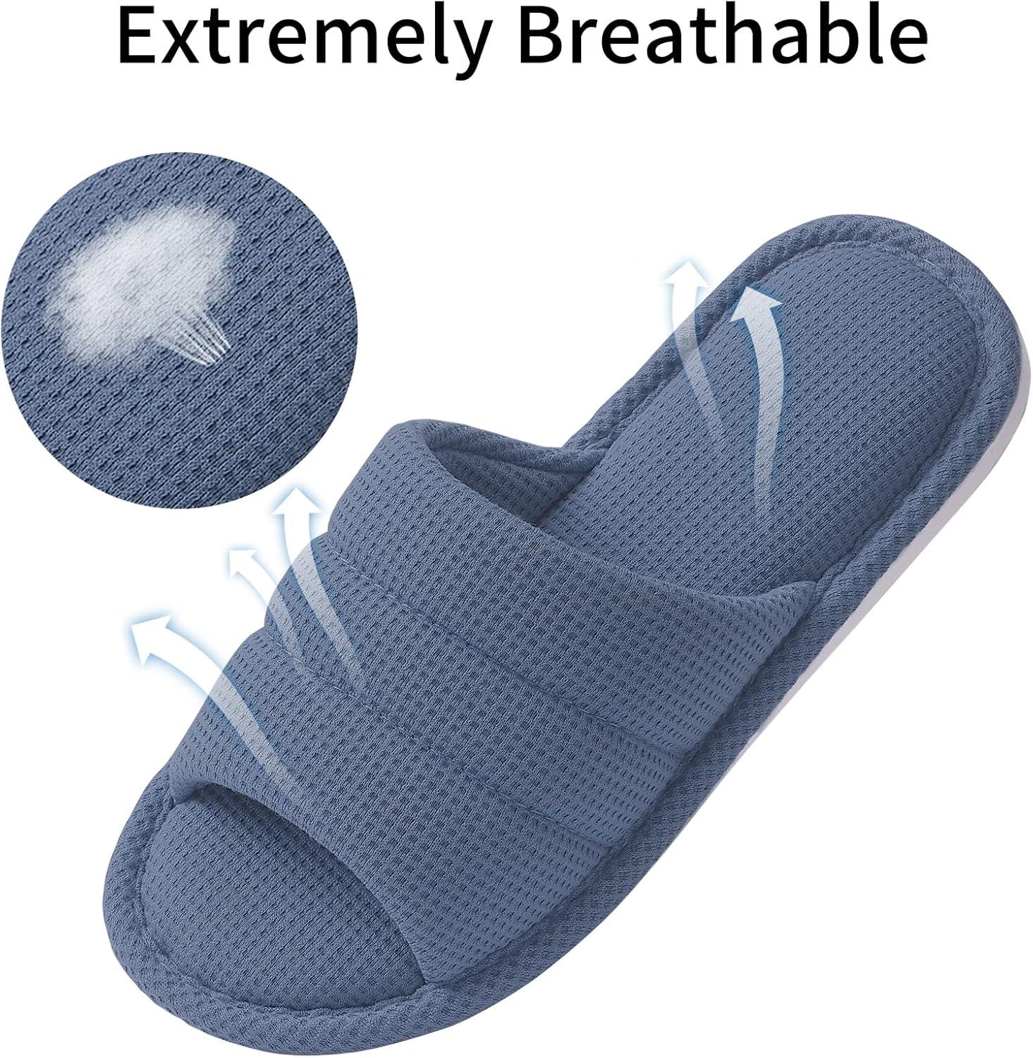 imageshevalues Summer House Slippers for Women Men Breathable Waffle Indoor Slippers Slipon Open Toe Home ShoesBlue