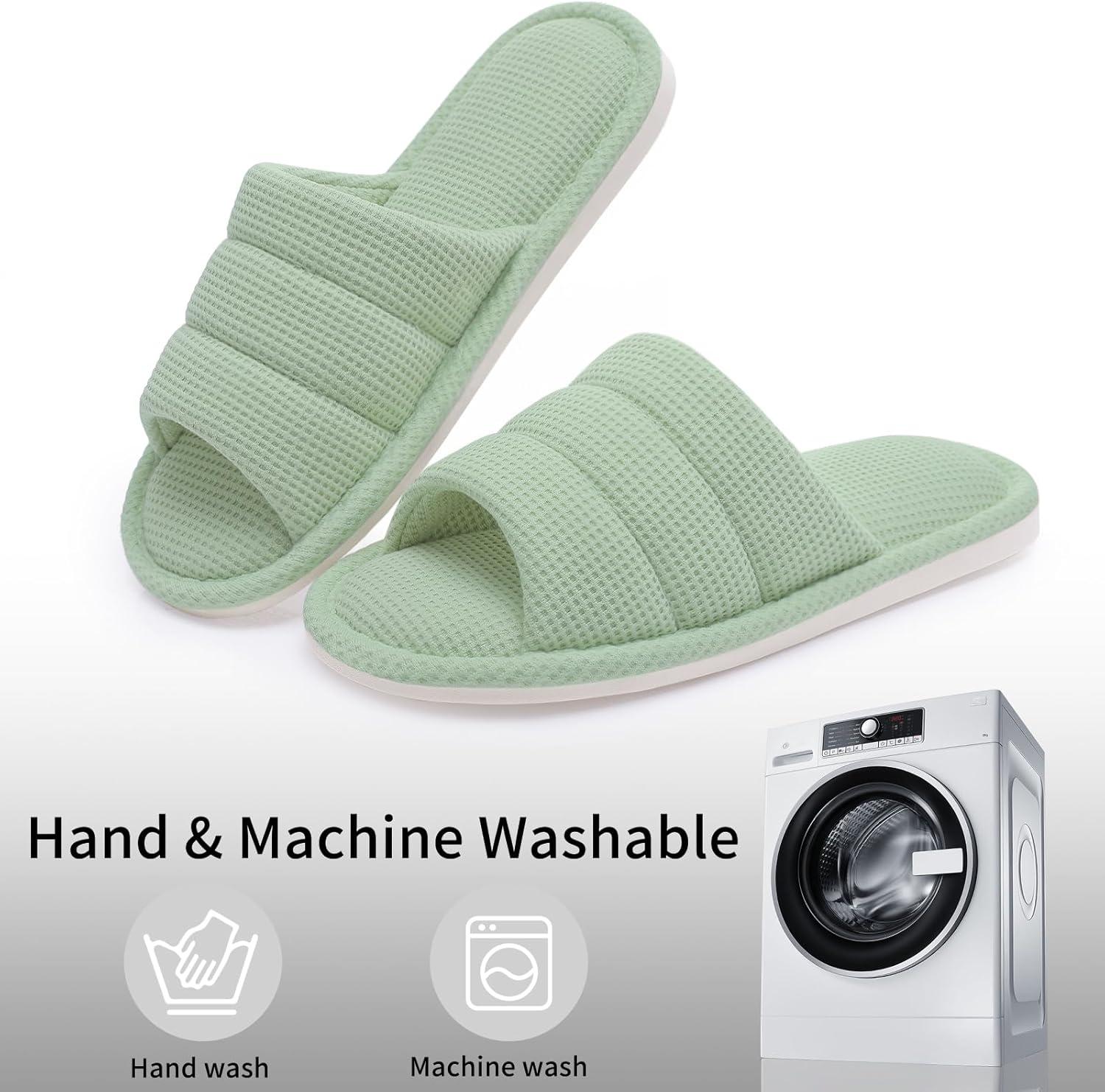 imageshevalues Summer House Slippers for Women Men Breathable Waffle Indoor Slippers Slipon Open Toe Home ShoesGreen
