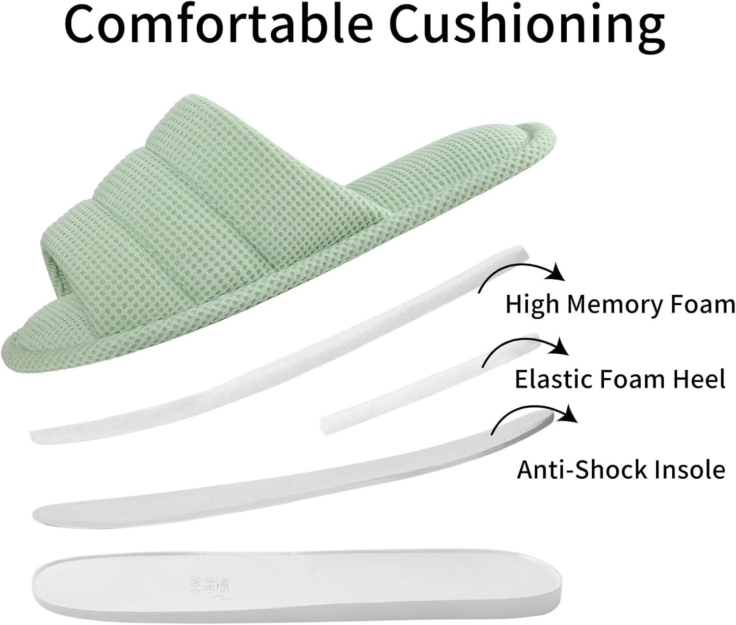 imageshevalues Summer House Slippers for Women Men Breathable Waffle Indoor Slippers Slipon Open Toe Home ShoesGreen
