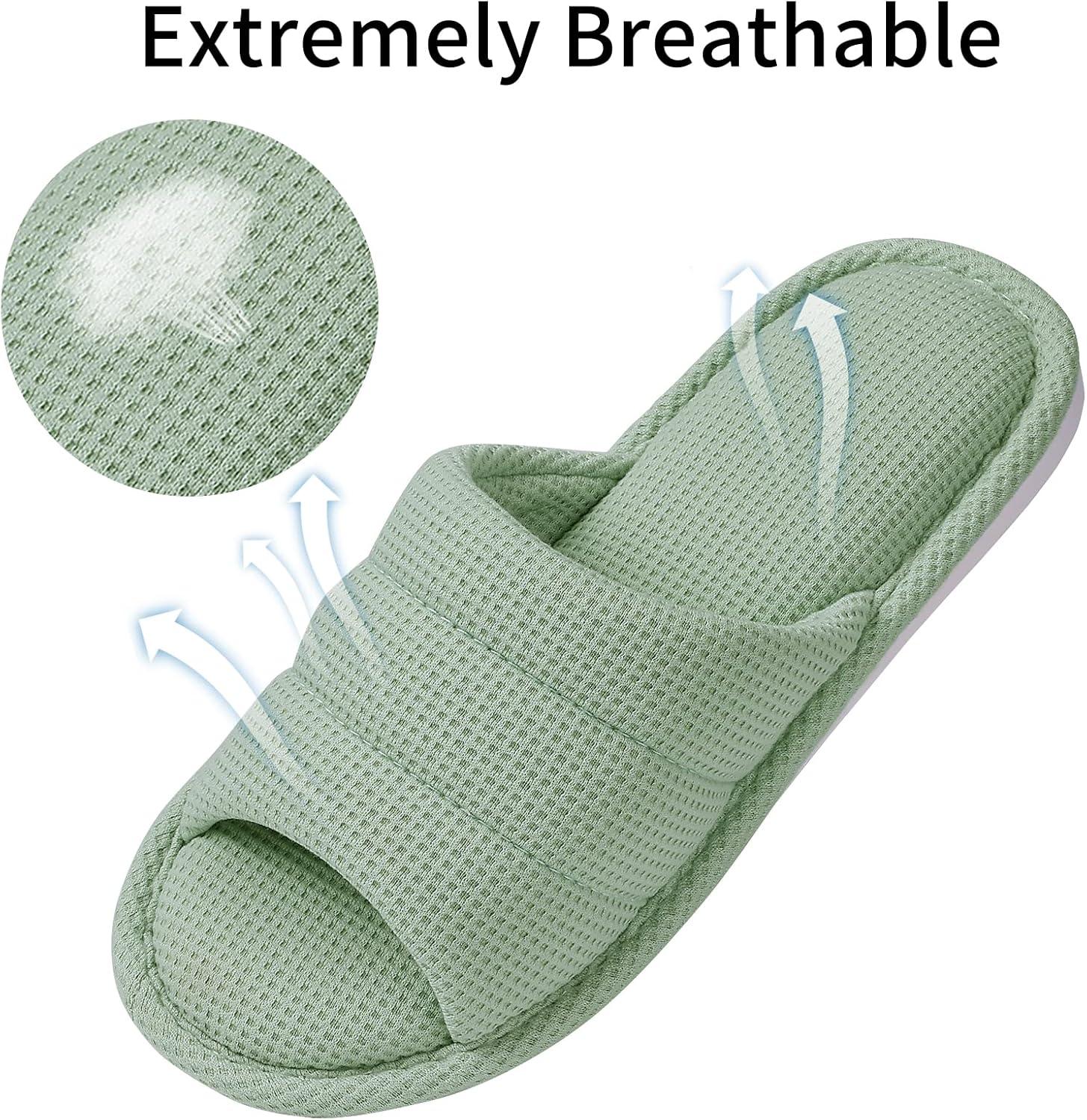 imageshevalues Summer House Slippers for Women Men Breathable Waffle Indoor Slippers Slipon Open Toe Home ShoesGreen