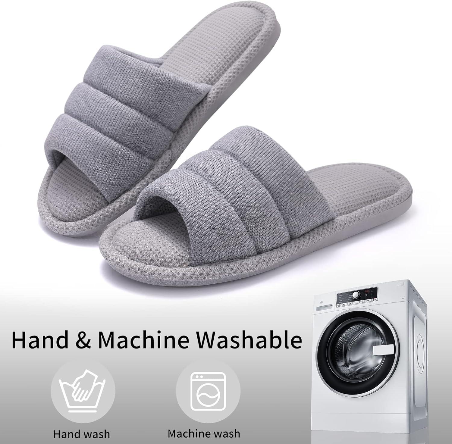 imageshevalues Summer House Slippers for Women Men Breathable Waffle Indoor Slippers Slipon Open Toe Home ShoesGrey