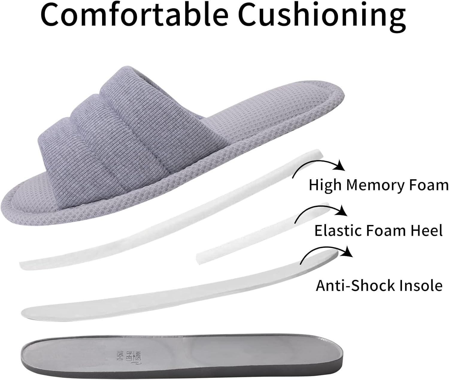 imageshevalues Summer House Slippers for Women Men Breathable Waffle Indoor Slippers Slipon Open Toe Home ShoesGrey