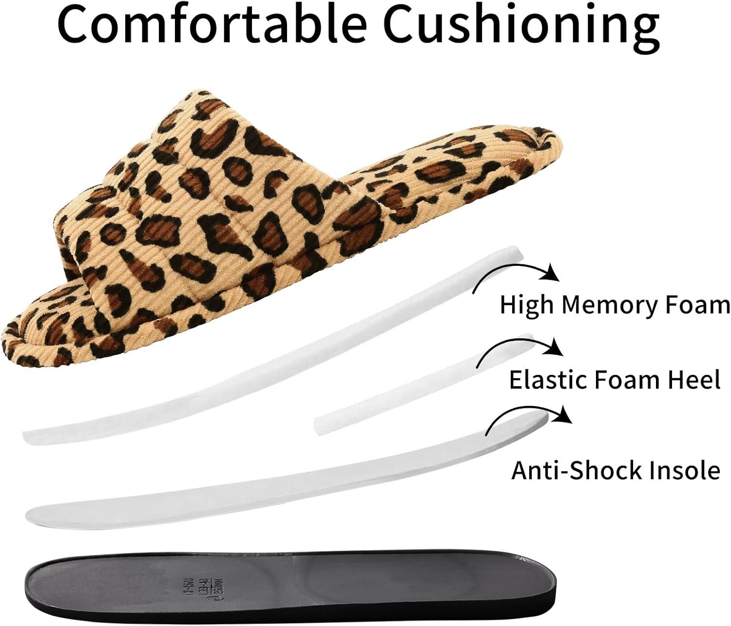 imageshevalues Summer House Slippers for Women Men Breathable Waffle Indoor Slippers Slipon Open Toe Home ShoesLeopard