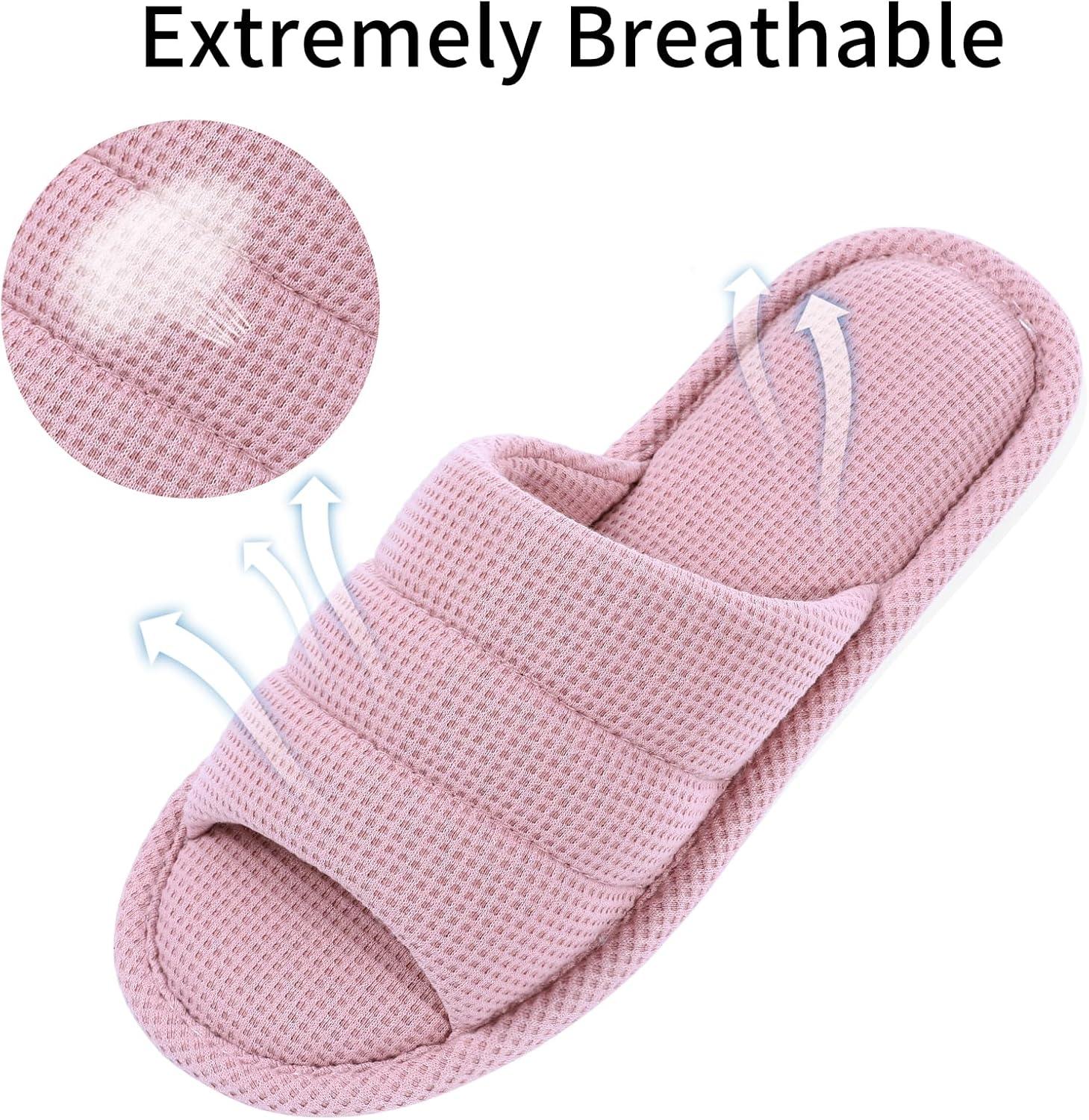 imageshevalues Summer House Slippers for Women Men Breathable Waffle Indoor Slippers Slipon Open Toe Home ShoesPink