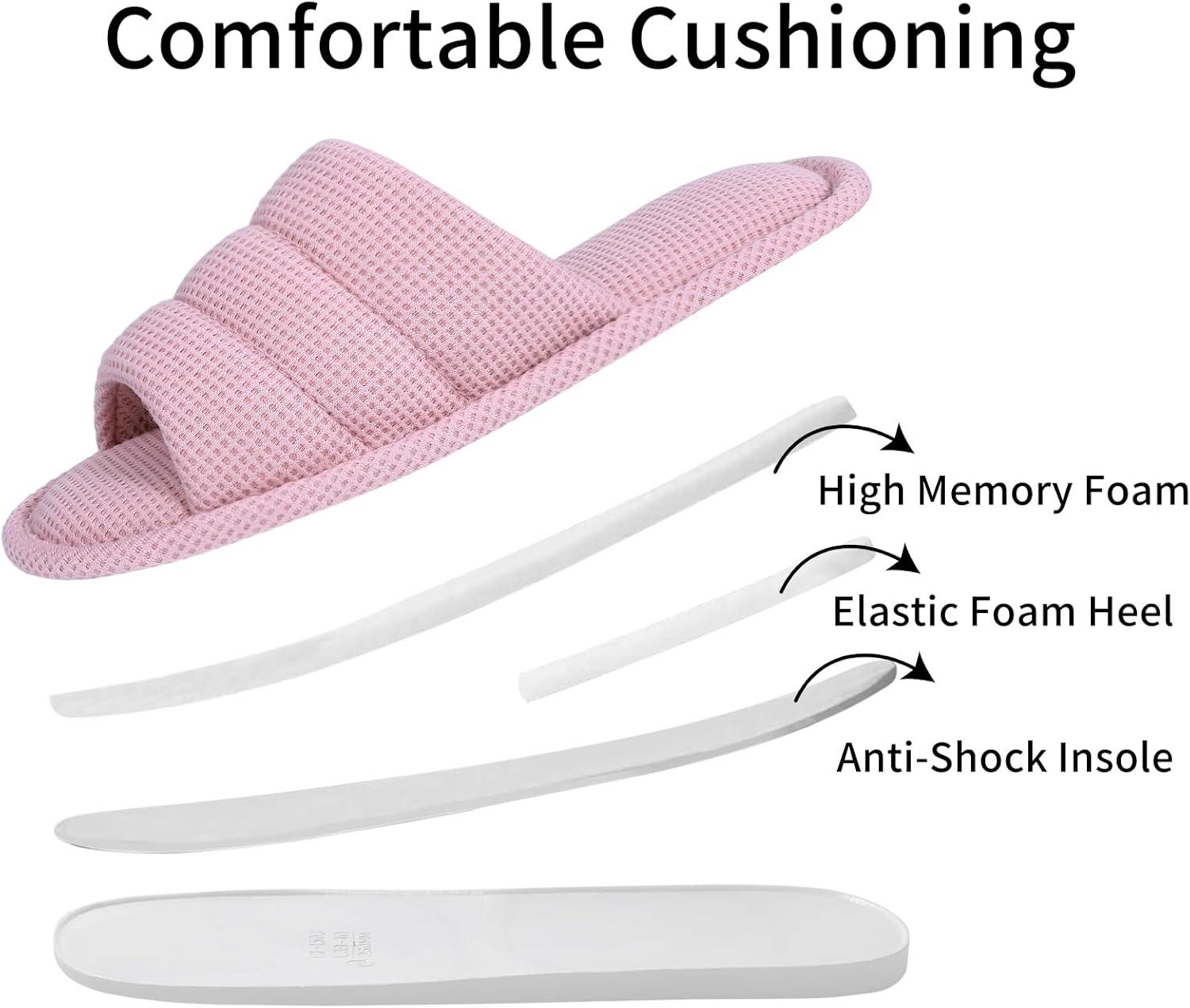 imageshevalues Summer House Slippers for Women Men Breathable Waffle Indoor Slippers Slipon Open Toe Home ShoesPink