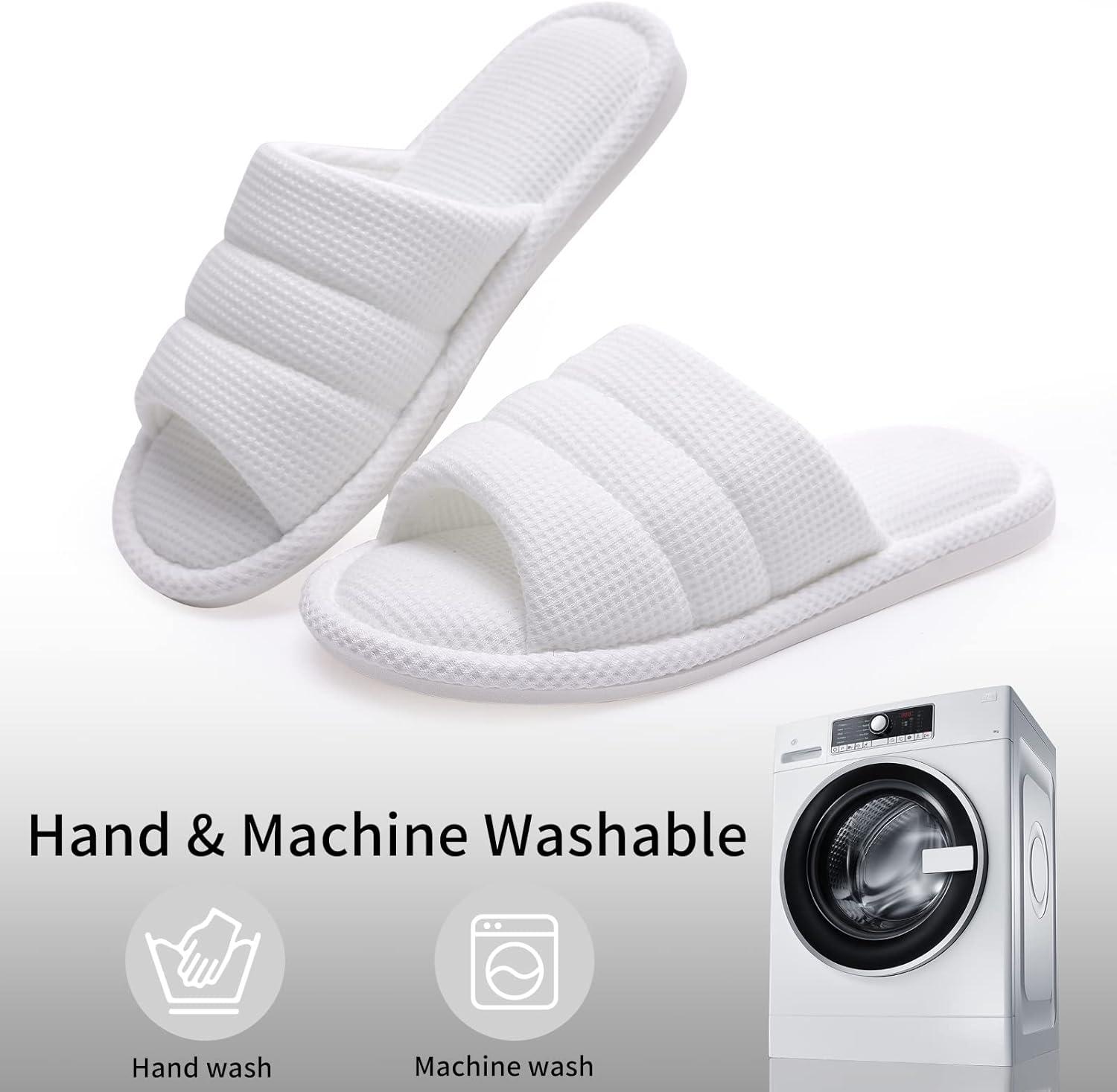imageshevalues Summer House Slippers for Women Men Breathable Waffle Indoor Slippers Slipon Open Toe Home ShoesWhite