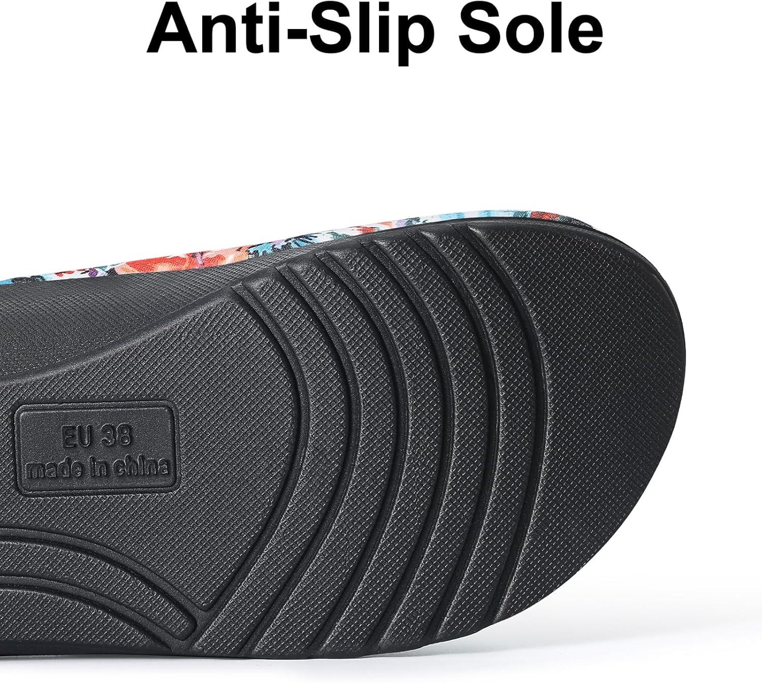 imageshevalues Summer House Slippers for Women with Arch Support Breathable Waffle Cotton Indoor Slippers Slip on Open Toe Home ShoesCyan Blue