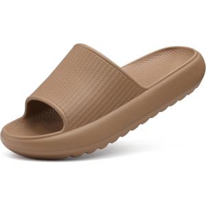 Comwarm Cloud Slide Sandals for Women Men Ultra Comfort Recovery Pillow Slippers Soft Summer Beach Shoes with Low Arch Support(Brown)