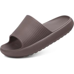 Comwarm Cloud Slide Sandals for Women Men Ultra Comfort Recovery Pillow Slippers Soft Summer Beach Shoes with Low Arch Support(Chocolate)