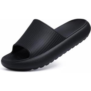 Comwarm Cloud Slide Sandals for Women Men Ultra Comfort Recovery Pillow Slippers Soft Summer Beach Shoes with Low Arch Support(Matte Black)