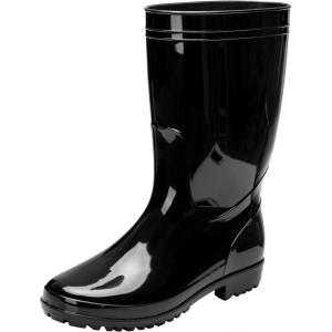 Comwarm Men’s Mid-calf Rain Boots Waterproof Anti-Slip Black PVC Adult Outdoor Work Rubber Boots(Black)
