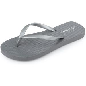 Slim Flip Flops for Women Beach Rubber Shower Shoes Basic Thong Sandals(Grey)