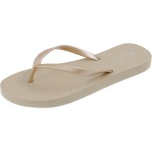 Slim Flip Flops for Women Beach Rubber Shower Shoes Basic Thong Sandals(Light Gold)
