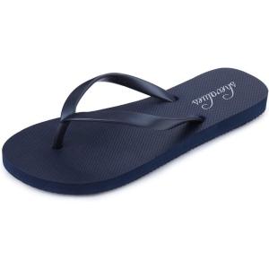 Slim Flip Flops for Women Beach Rubber Shower Shoes Basic Thong Sandals(Navy)