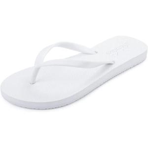 Slim Flip Flops for Women Beach Rubber Shower Shoes Basic Thong Sandals(White)