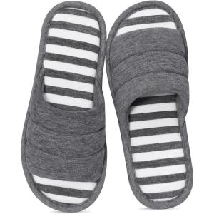 shevalues Open Toe House Slippers for Women Men Soft Cotton Indoor Shoes Memory Foam Slip On bedroom Slippers(Charcoal Grey)