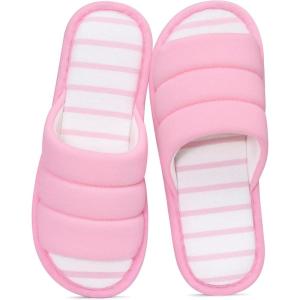 shevalues Open Toe House Slippers for Women Men Soft Cotton Indoor Shoes Memory Foam Slip On bedroom Slippers(Pink)