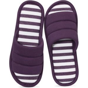 shevalues Open Toe House Slippers for Women Men Soft Cotton Indoor Shoes Memory Foam Slip On bedroom Slippers(Purple)