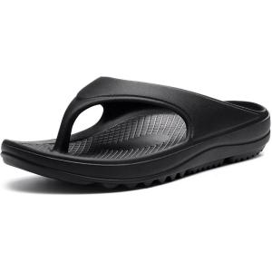 shevalues Orthopedic Sandals for Women Arch Support Recovery Flip Flops Pillow Soft Summer Beach Shoes(Black)