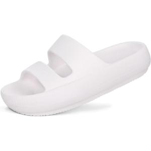 shevalues Orthopedic Slide Sandals for Women with Arch Support Pillow Soft Recovery Slip on Sandals Lightweight Summer Cloud Slippers for Plantar Fasciitis(Update White)