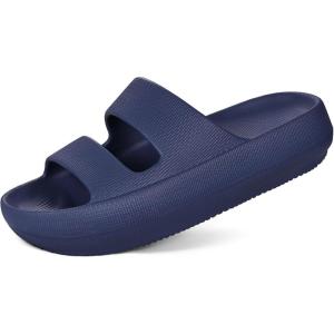 shevalues Orthopedic Slide Sandals for Women with Arch Support Pillow Soft Recovery Slip on Sandals Lightweight Summer Cloud Slippers for Plantar Fasciitis(Update Blue)