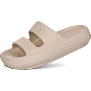 shevalues Orthopedic Slide Sandals for Women with Arch Support Pillow Soft Recovery Slip on Sandals Lightweight Summer Cloud Slippers for Plantar Fasciitis(Update Sand)