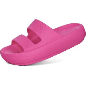 shevalues Orthopedic Slide Sandals for Women with Arch Support Pillow Soft Recovery Slip on Sandals Lightweight Summer Cloud Slippers for Plantar Fasciitis(Update Electric Pink)