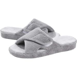 shevalues Orthopedic Slippers for Women with Arch Support Adjustable Open Toe House Shoes for Plantar Fasciitis(Grey)