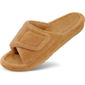 shevalues Orthopedic Slippers for Women with Arch Support Adjustable Open Toe House Shoes for Plantar Fasciitis(New Khaki)
